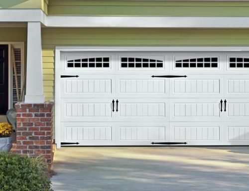 Garage Door – Long Panel Bead Board with Moonlite Windows, Blue Ridge Handles and Hinges, True White